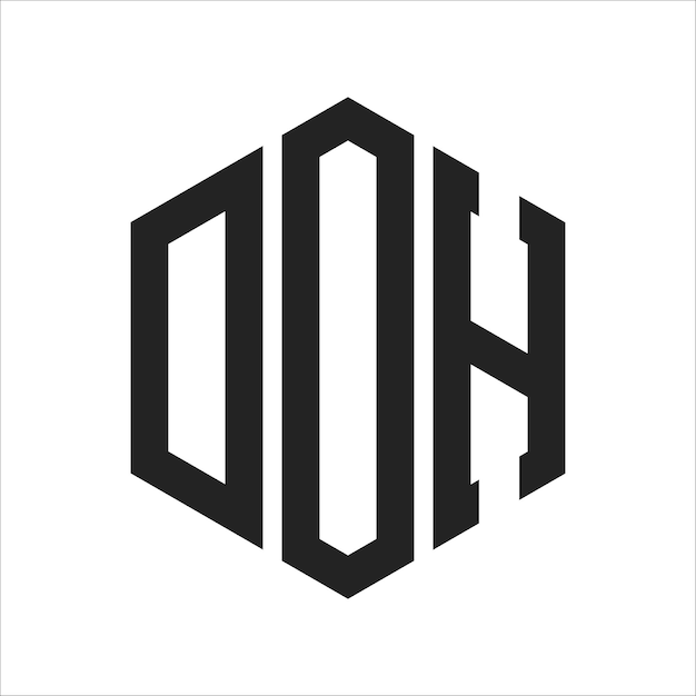 Diseño del logotipo DOH Letra inicial DOH Monograma Logotipo con forma de hexágono