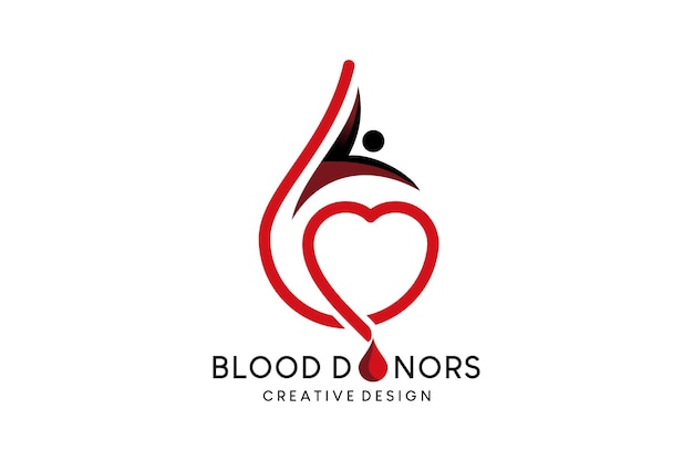 Diseño de logotipo de donación de sangre Ilustración de vector de donación de sangre con concepto de línea de gota de sangre