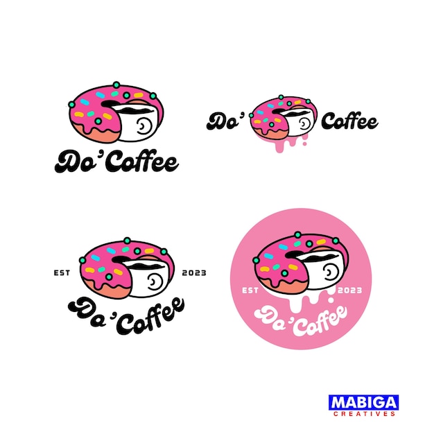 Diseño de logotipo de donut y café