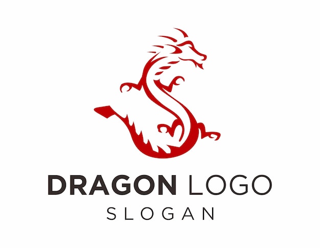 Diseño del logotipo del dragón creado usando la aplicación Corel Draw 2018 en un fondo blanco