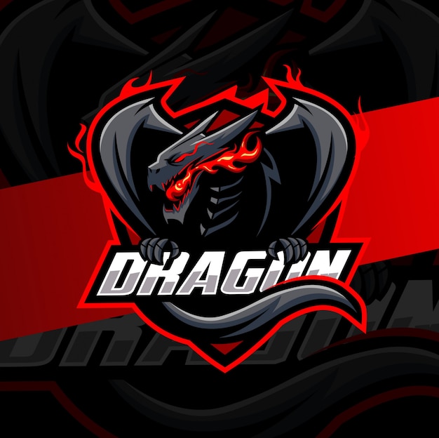 Diseño de logotipo de dragón mascota esport