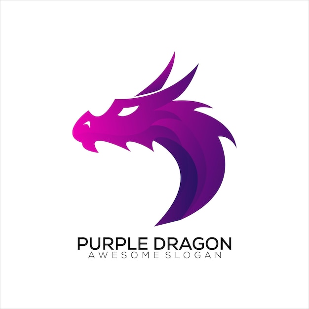 diseño del logotipo del dragón púrpura gradiente colorido