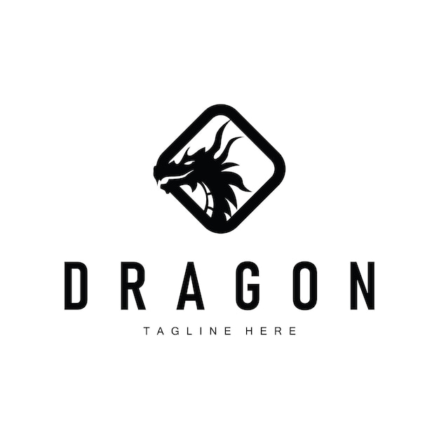 diseño del logotipo del dragón silueta leyenda de animales míticos con concepto vintage vieja plantilla minimalista simple