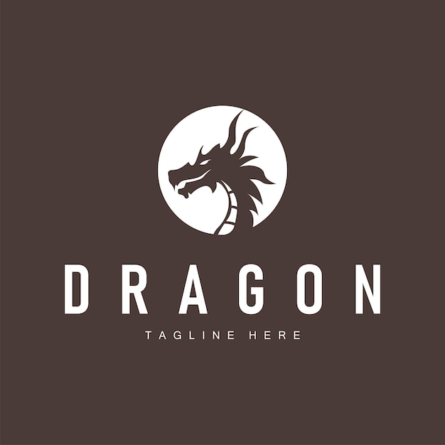 diseño del logotipo del dragón silueta leyenda de animales míticos con concepto vintage vieja plantilla minimalista simple