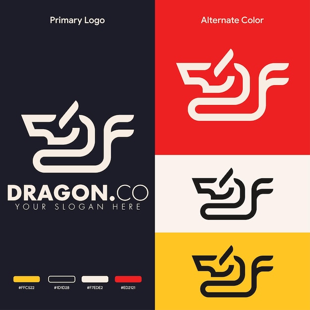 diseño de logotipo de dragón simple minimalista