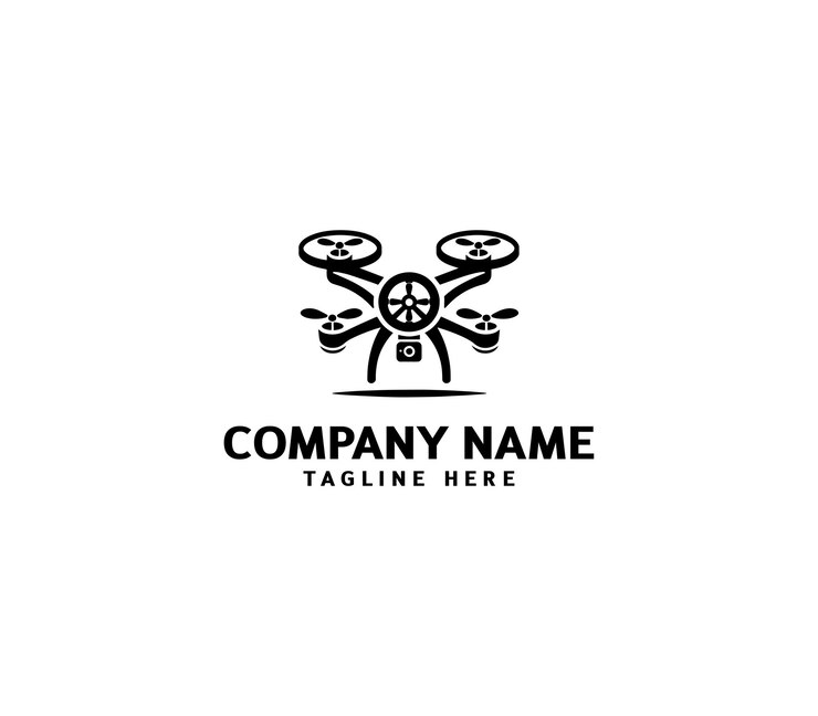 Diseño del logotipo del dron vectorial Logotipo del dron volador minimalista Logotipo del drone moderno Logotipo del avión no tripulado sencillo Drone línea curva