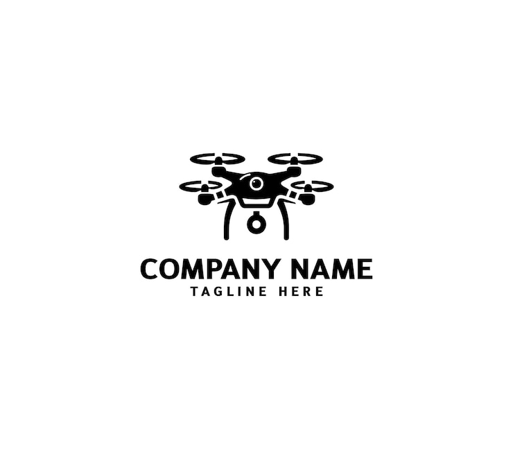 Diseño del logotipo del dron vectorial Logotipo del dron volador minimalista Logotipo del drone moderno Logotipo del avión no tripulado sencillo Drone línea curva