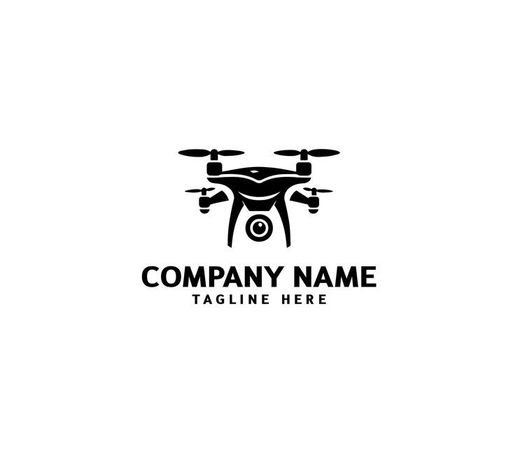 Diseño del logotipo del dron vectorial Logotipo del dron volador minimalista Logotipo del drone moderno Logotipo del avión no tripulado sencillo Drone línea curva