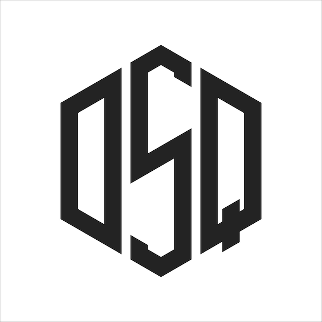 Diseño del logotipo DSQ Letra inicial DSQ Monograma Logotipo con forma de hexágono