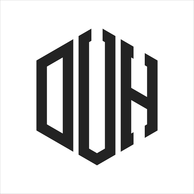 Diseño del logotipo DUH Letra inicial DUH Monograma Logotipo con forma de hexágono
