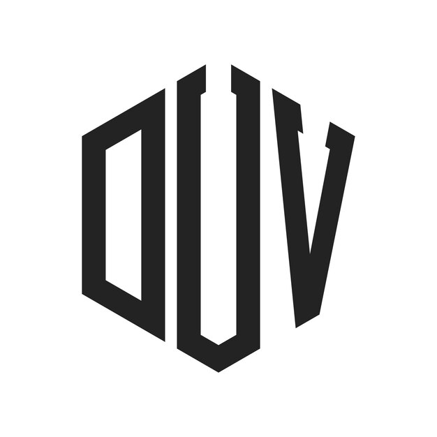 Diseño del logotipo de DUV Letra inicial DuV Monograma Logotipo con forma de hexágono