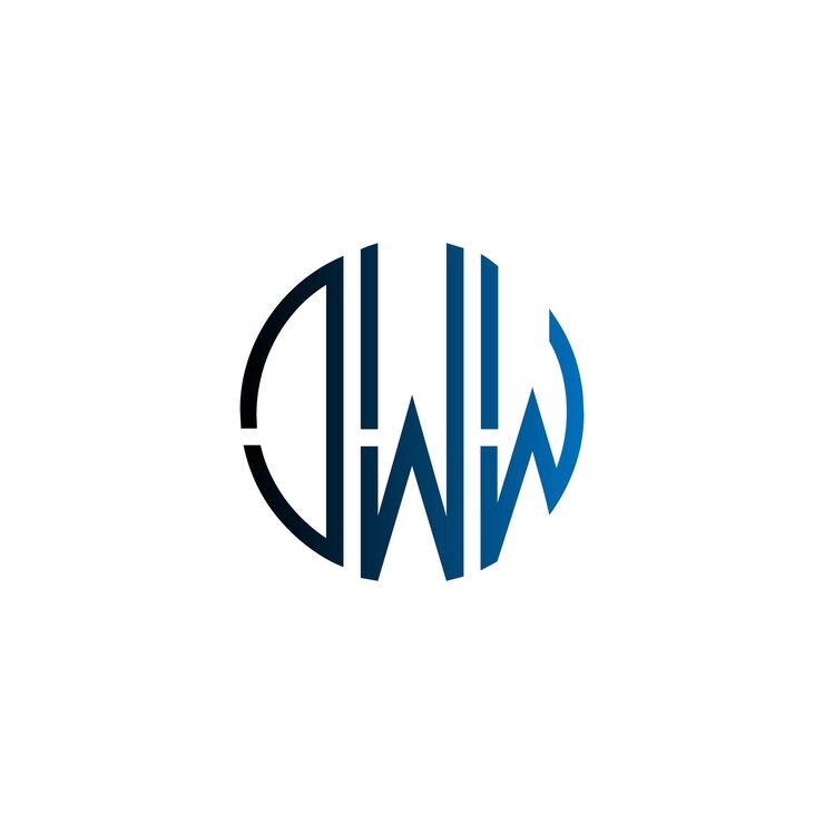 Vector diseño de logotipo de dww creativo círculo inicial espacio negativo atemporal monograma