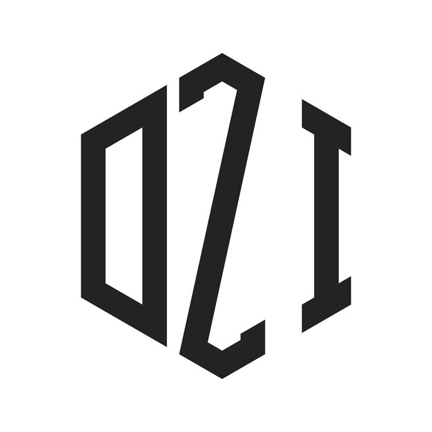 Diseño del logotipo DZI Letra inicial DZI Monograma Logotipo con forma de hexágono