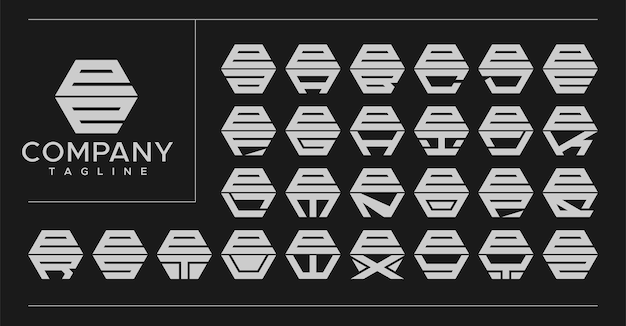 Diseño de logotipo E EE de letra hexagonal de línea moderna.