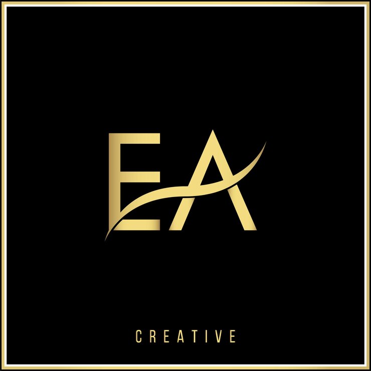 Vector el diseño del logotipo de ea creative golden premium vector latter diseño del logotipo creative golden diseño moderno