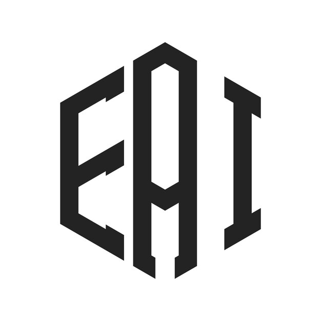 Diseño del logotipo de la EAI Letra inicial Logotipo del monograma de la EIA con forma de hexágono