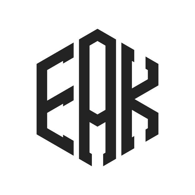 Diseño del logotipo EAK Letra inicial EAK Monograma Logotipo con forma de hexágono