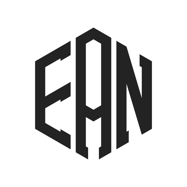 Diseño del logotipo EAN Letra inicial EAN Monograma Logotipo con forma de hexágono