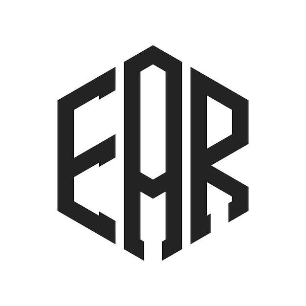 Diseño del logotipo EAR Letra inicial EAR Monograma Logotipo con forma de hexágono