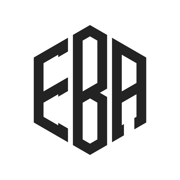 Diseño del logotipo de la EBA Letra inicial EBA Monograma Logotipo con forma de hexágono
