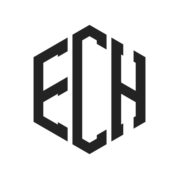Vector diseño del logotipo ech letra inicial ech monograma logotipo con forma de hexágono