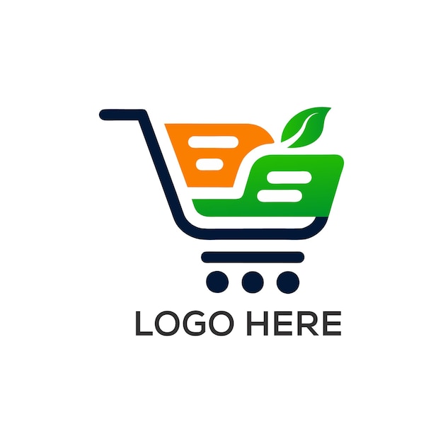 El diseño del logotipo ecológico del carrito de compras