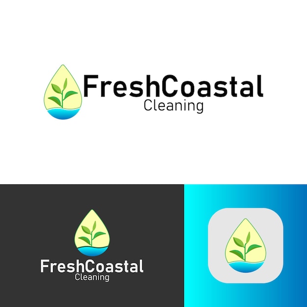 Vector diseño de logotipo ecológico de gota de agua y planta diseño de logotipo para tratamiento de agua diseño de logotipo de gota de agua