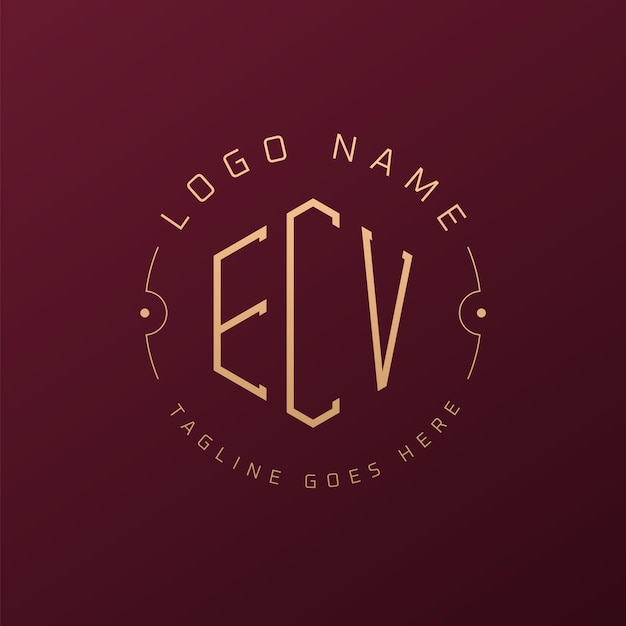 Diseño de logotipo de ECV de lujo Letra elegante Monograma de ECV Logotipo minimalista Poligono Estampa de diseño de logotipo ECV