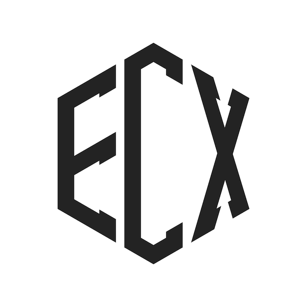Diseño del logotipo de ECX Letra inicial Monograma de ECX Logotipo con forma de hexágono