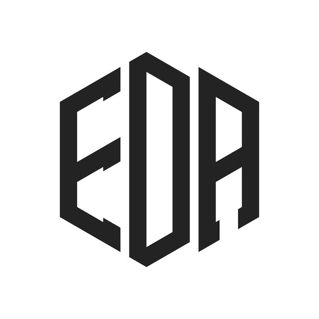 Diseño del logotipo EDA Letra inicial EDA Monograma Logotipo con forma de hexágono