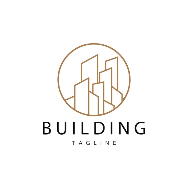 Diseño del logotipo del edificio de la ciudad moderna Arquitectura urbana lujosa y simple