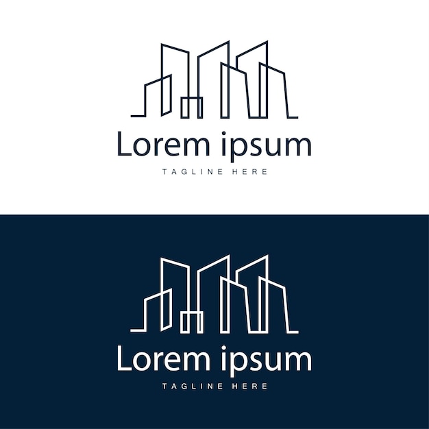 Diseño del logotipo del edificio de la ciudad moderna Arquitectura urbana lujosa y simple