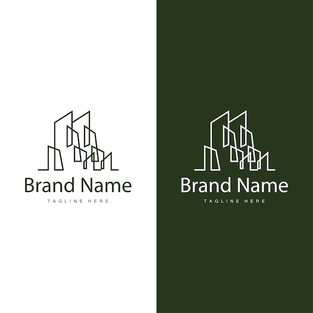 Diseño del logotipo del edificio de la ciudad moderna Arquitectura urbana lujosa y simple