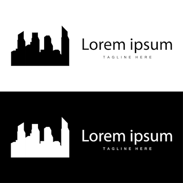 Diseño del logotipo del edificio de la ciudad moderna Arquitectura urbana lujosa y simple