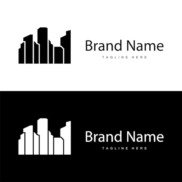 Diseño del logotipo del edificio de la ciudad moderna Arquitectura urbana lujosa y simple
