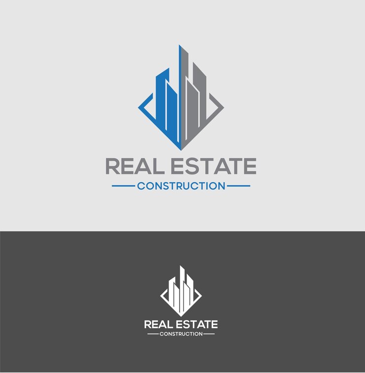 Vector diseño de logotipo de edificio con construcción de arquitectura inmobiliaria de estilo espacio negativo