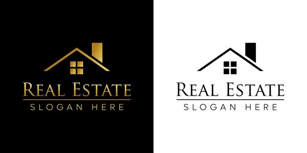 Diseño de logotipo de edificio con construcción de arquitectura inmobiliaria de estilo espacio negativo