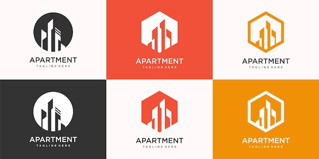 Diseño de logotipo de edificio con estilo creativo moderno Vector Premium