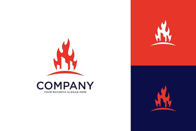 diseño del logotipo del edificio con fuego
