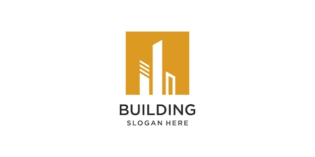 Diseño de logotipo de edificio con idea moderna casa de apartamentos inmobiliarios