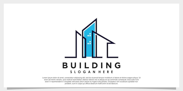 Diseño de logotipo de edificio inmobiliario con concepto creativo.