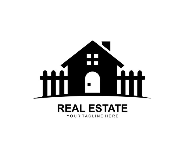 Diseño del logotipo del edificio inmobiliario en fondo blanco