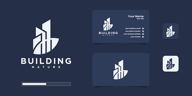 Diseño de logotipo de edificio minimalista creativo con concepto de naturaleza