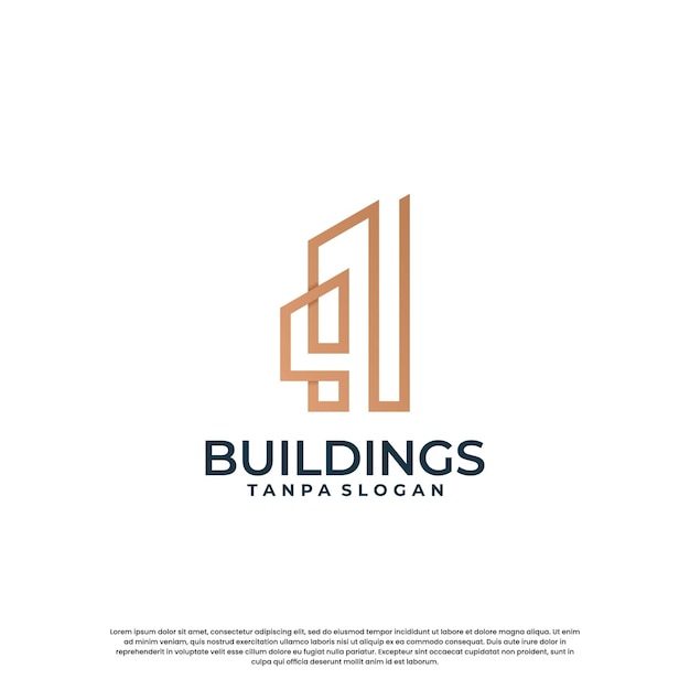Diseño de logotipo de edificio minimalista que combina casa con rascacielos