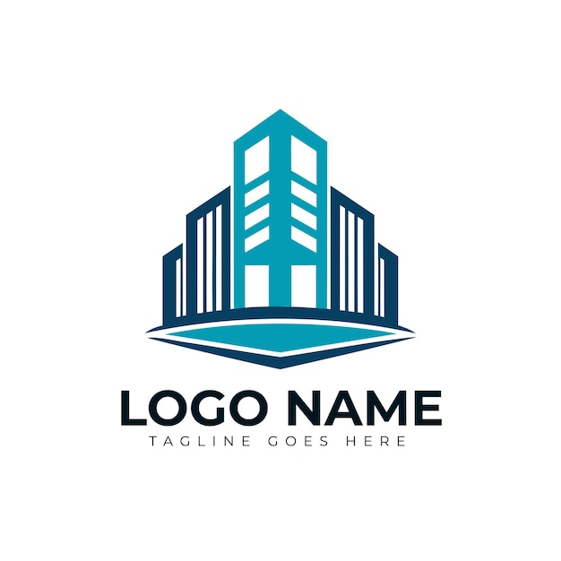 Diseño del logotipo del edificio moderno del rascacielos de la ciudad