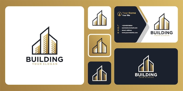 diseño de logotipo de edificio y tarjeta de visita