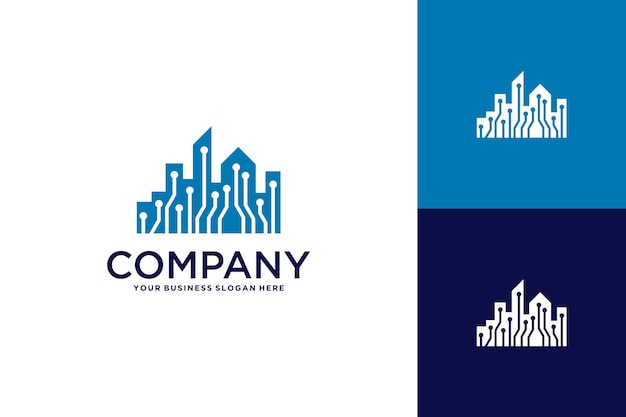 diseño de logotipo del edificio con tecnología