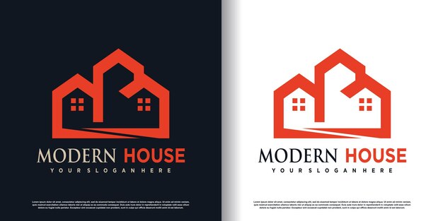 Diseño de logotipo de edificio con vector premium de estilo único creativo