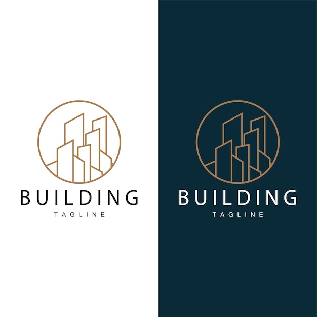 Diseño de logotipo de edificios de la ciudad moderna Arquitectura urbana lujosa y simple