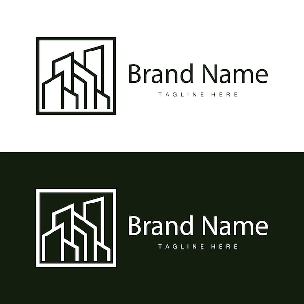Diseño de logotipo de edificios de la ciudad moderna Arquitectura urbana lujosa y simple